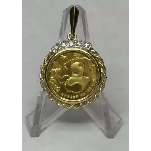 1/10oz Gold Panda In 14K Gold Bezel W/Diamonds B1-4D