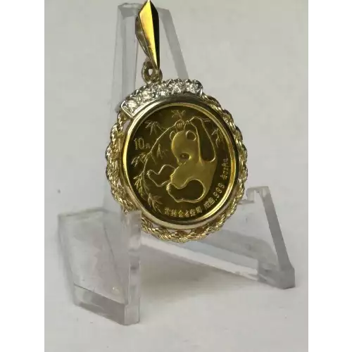 1/10oz Gold Panda In 14K Gold Bezel W/Diamonds B1-4D (2)
