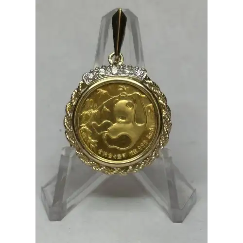 1/10oz Gold Panda In 14K Gold Bezel W/Diamonds B1-4D