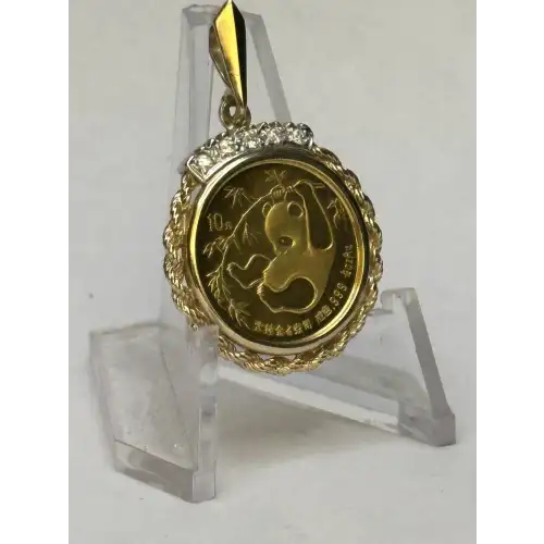 1/10oz Gold Panda In 14K Gold Bezel W/Diamonds B1-4D (2)
