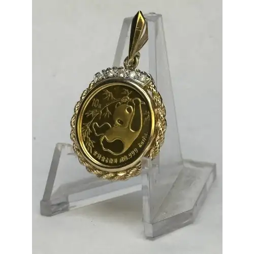 1/10oz Gold Panda In 14K Gold Bezel W/Diamonds B1-4D (5)