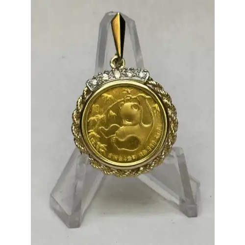 1/10oz Gold Panda In 14K Gold Bezel W/Diamonds B1-4D (4)