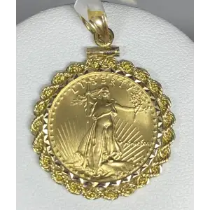 1/4oz Gold Eagle Pendant 14k Bezel - B6-3D
