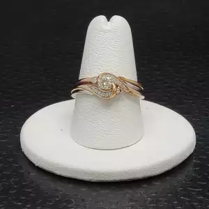 10K Rose & White Gold Ring with 0.20ctw Round Brilliant Diamond Sz. 7 B10-1 (4)