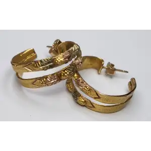 10K Tri-Color Yellow, Rose, & Green Gold Ladies Hoop Earrings  B2-3 (4)