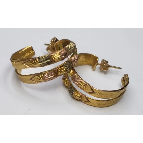 10K Tri-Color Yellow, Rose, & Green Gold Ladies Hoop Earrings  B2-3 (4)