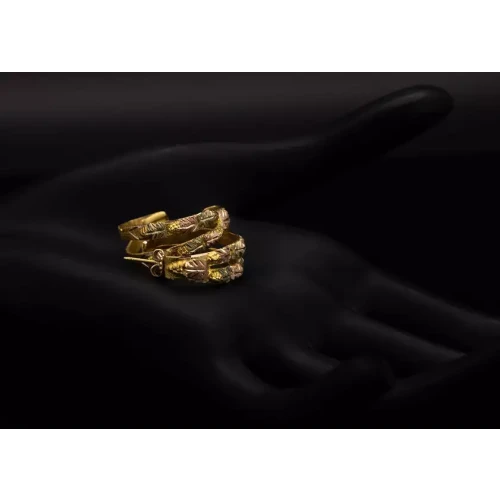 10K Tri-Color Yellow, Rose, & Green Gold Ladies Hoop Earrings  #S10B02-3 (3)