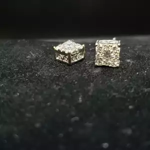 10K White Gold Ladies Diamond Cluster Stud Earrings .90tcw S10BO11-5
