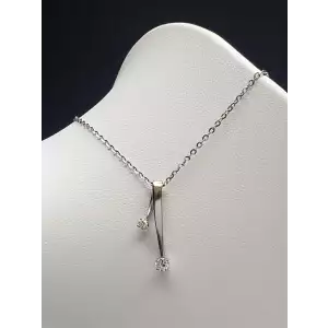 10K White Gold Ladies Diamond Ribbon Pendant Necklace .25ctw 18in B5-5 (5)