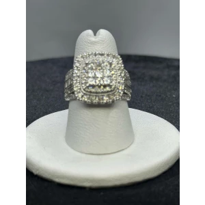 10K White Gold Womens Natural Diamond Cluster Ring 1.75cwt(+) Sz.6 3/4,  14-5D (5)