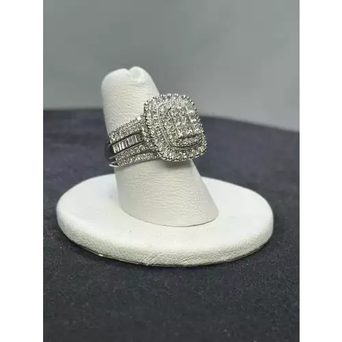 10K White Gold Womens Natural Diamond Cluster Ring 1.75cwt(+) Sz.6 3/4,  14-5D (3)