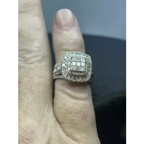 10K White Gold Womens Natural Diamond Cluster Ring 1.75cwt(+) Sz.6 3/4,  14-5D