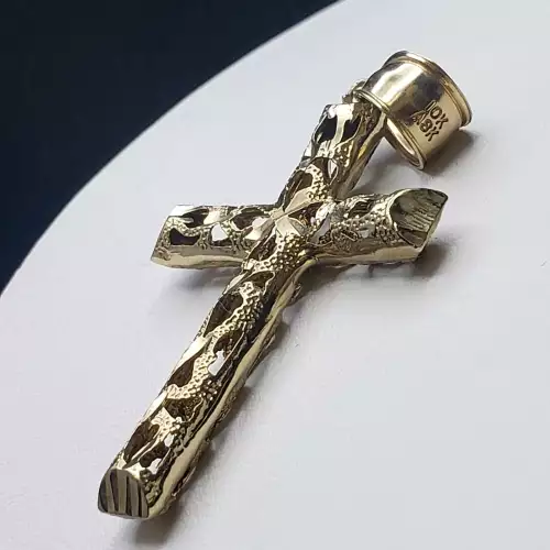 10K Yellow Gold Big Cross Pendant 3-D B12-5 (4)