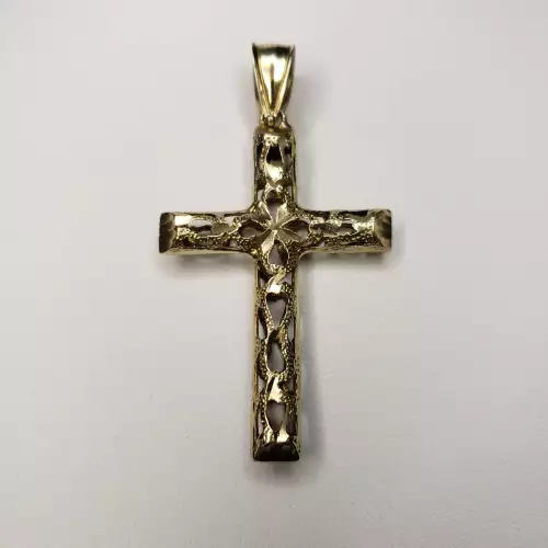 10K Yellow Gold Big Cross Pendant 3-D S10BO12-5 (2)