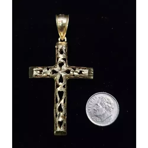 10K Yellow Gold Big Cross Pendant 3-D S10BO12-5 (3)