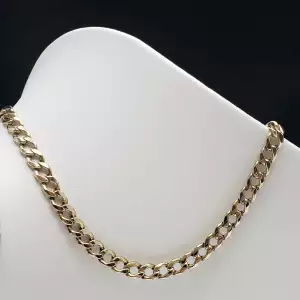 10K Yellow Gold Concave Link Necklace, 22 in.  B6-5