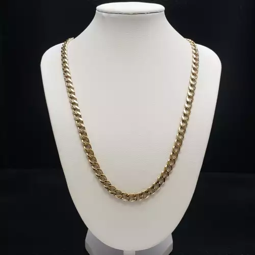 10K Yellow Gold Concave Link Necklace, 22 in.  B6-5 (4)