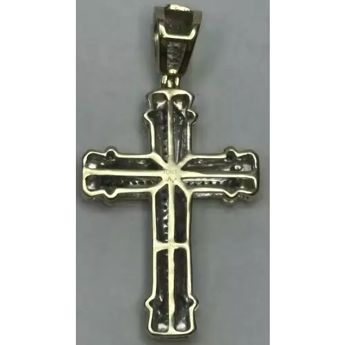 10K Yellow Gold Diamond Encrusted Cross Pendant 1-3/4