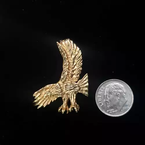 10K Yellow Gold Flying Bald Eagle Pendant 1.5 x 1 in S10BO12-2 (5)