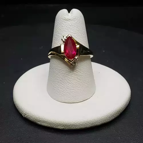 10K Yellow Gold Ladies Vintage Diamond and Ruby Ring, 1.0ct, Sz. 6.75  B6-2 (2)