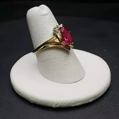 10K Yellow Gold Ladies Vintage Diamond and Ruby Ring, 1.0ct, Sz. 6.75  B6-2 (4)