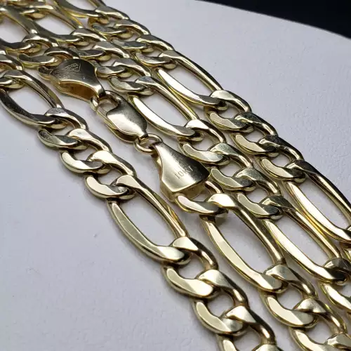 10K Yellow Gold Men's Figaro Style Chain Necklace 8.25mm 24