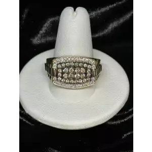 10K Yellow Gold Men's Natural Diamond Ring 1.05cwt Sz.9 3/4,   4-4D