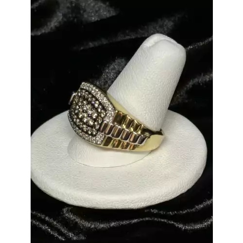 10K Yellow Gold Men's Natural Diamond Ring 1.05cwt Sz.9 3/4,   4-4D (3)
