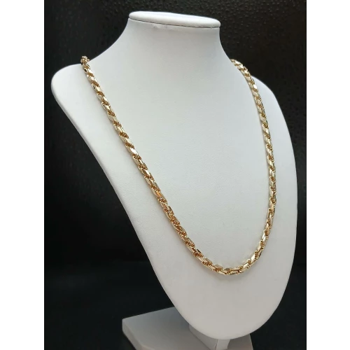  10K Yellow Gold Men's Rope Necklace w/ Diamond-Cut Finish 24 in, 4 mm. B4-3 (4)