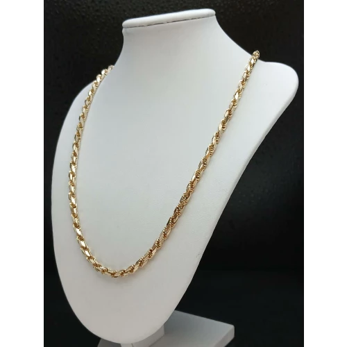  10K Yellow Gold Men's Rope Necklace w/ Diamond-Cut Finish 24 in, 4 mm. B4-3