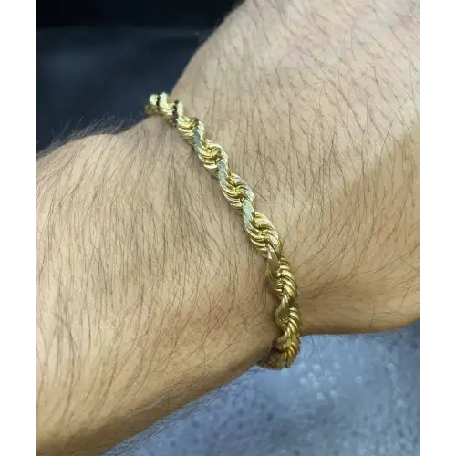 10k Yellow Gold Rope Bracelet 8in long, 4.75mm Dia - B3-6