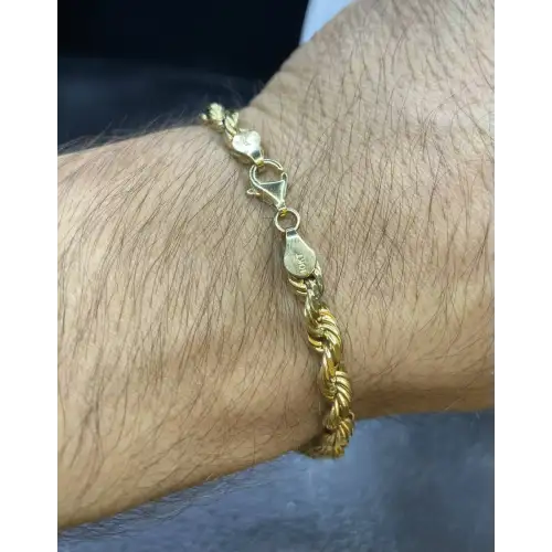10k Yellow Gold Rope Bracelet 8in long, 4.75mm Dia - B3-6 (3)