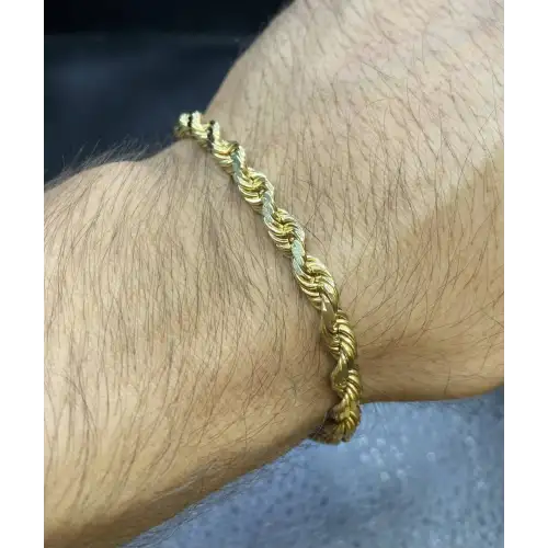 10k Yellow Gold Rope Bracelet 8in long, 4.75mm Dia - B3-6