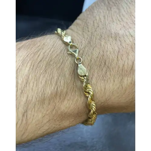 10k Yellow Gold Rope Bracelet 8in long, 4.75mm Dia - B3-6 (3)
