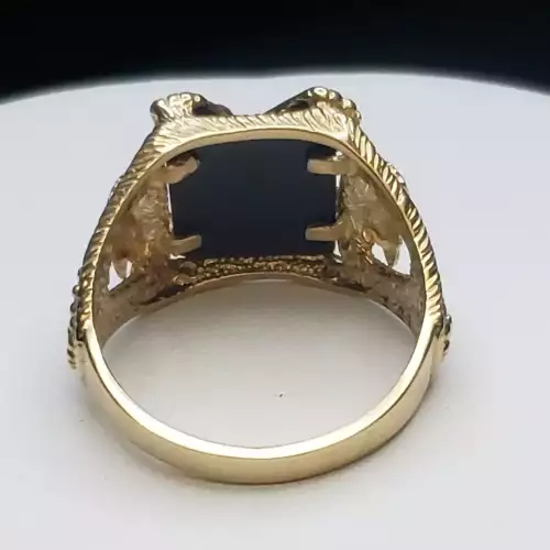 10K Yellow & Rose Gold, Onyx Eagle Ring, Handmade by Black Hills Sz. 11.5 B8-2