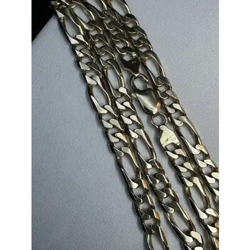 14K Solid Yellow Gold Heavy Mens Figaro Style Chain 6mm 24