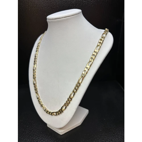 14K Solid Yellow Gold Heavy Mens Figaro Style Chain 6mm 24