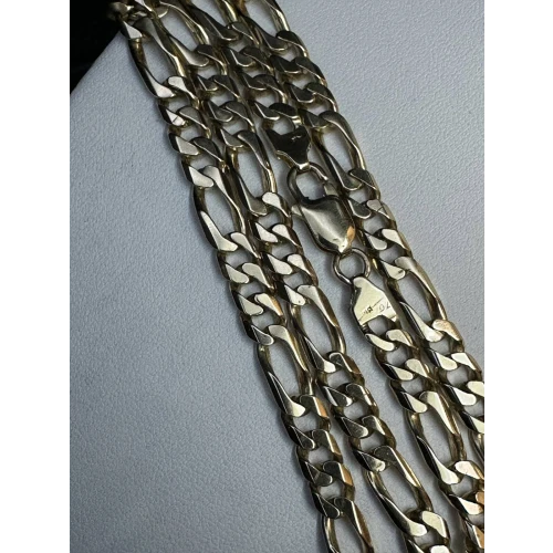 14K Solid Yellow Gold Heavy Mens Figaro Style Chain 6mm 24