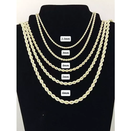 14K Solid Yellow Gold Heavy Mens Figaro Style Chain 6mm 24