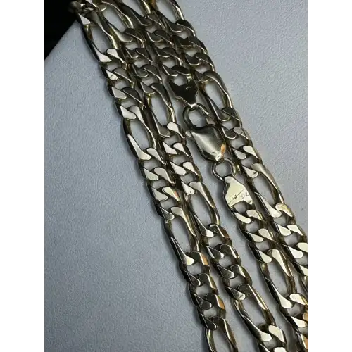 14K Solid Yellow Gold Heavy Mens Figaro Style Chain 6mm 24