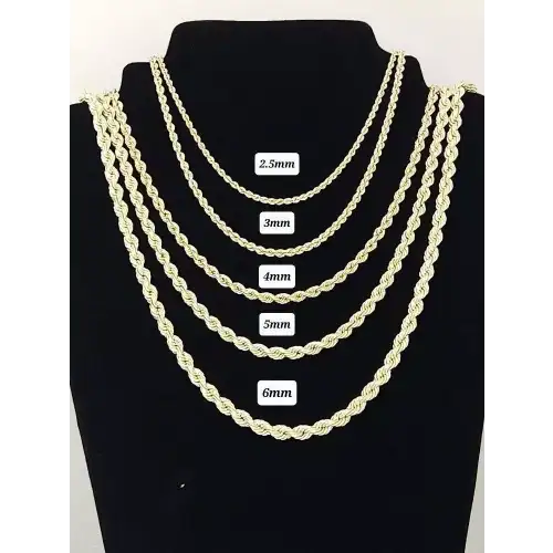 14K Solid Yellow Gold Heavy Mens Figaro Style Chain 6mm 24