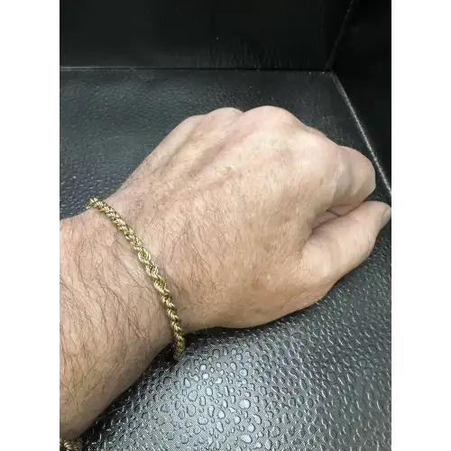 14K Solid Yellow Gold Men's Rope Style Bracelet  4.5mm, 8.5in, 8-8D (5)