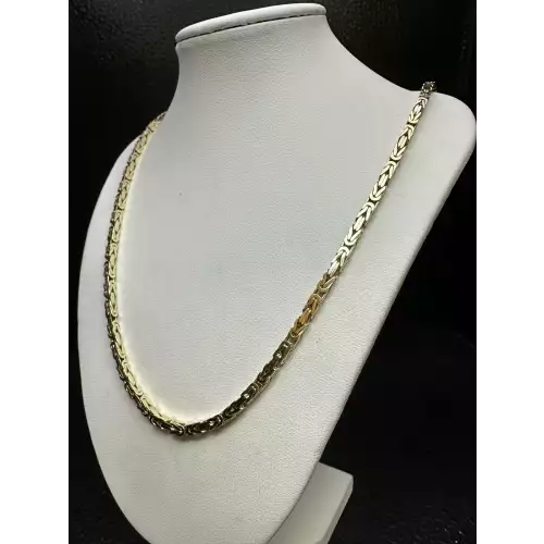 14K Solid Yellow Gold Mens Byzantine Box Link Chain 3.5mm 22in B1-9D (4)