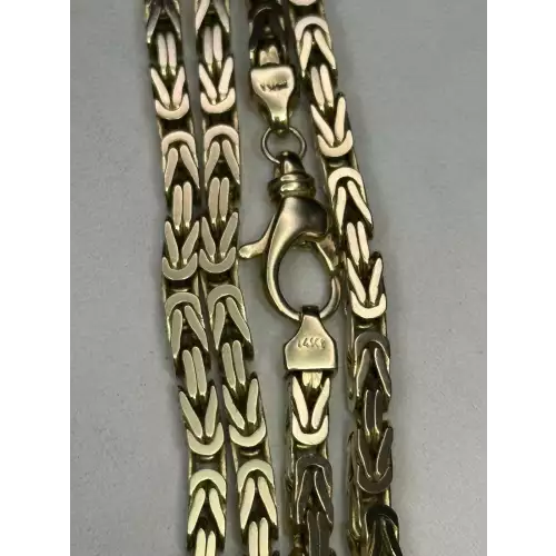 14K Solid Yellow Gold Mens Byzantine Box Link Chain 3.5mm 22in B1-9D (5)