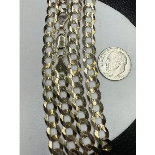 14K Solid Yellow Gold Mens Cuban Link Chain 7.25mm 6-5