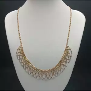 14K Tri-Color Gold Bib Choker Necklace – Elegant Filigree Ball Design, 16” B4-8 (4)