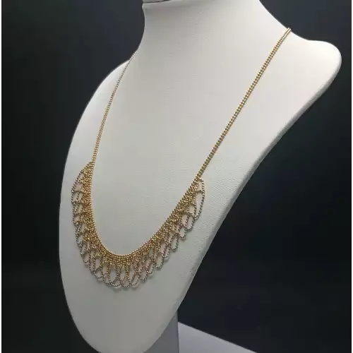 14K Tri-Color Gold Bib Choker Necklace – Elegant Filigree Ball Design, 16” B4-8 (2)