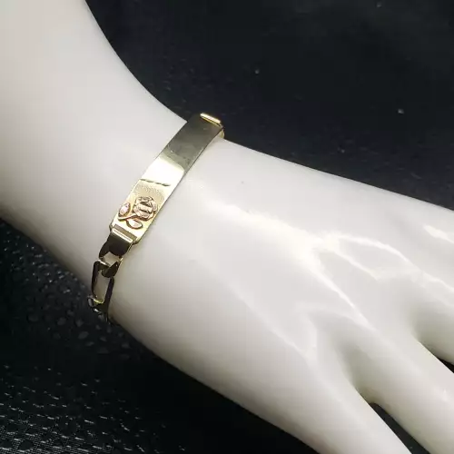 14k Tri-Color Gold Ladies ID or Medical Figaro Bracelet 7.5MM 6.5