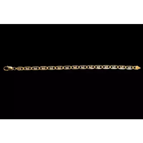 14K Tri Color Gold Men's Mariner Link Bracelet 8in  S10BO2-5