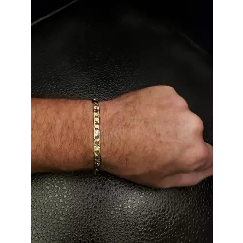 14K Tri Color Gold Men's Mariner Link Bracelet 8in  S10BO2-5 (4)